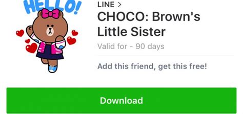 LINE ใจดี แจกชุดสติ๊กเกอร์ Choco น้องสาวของ Brown ฟรี