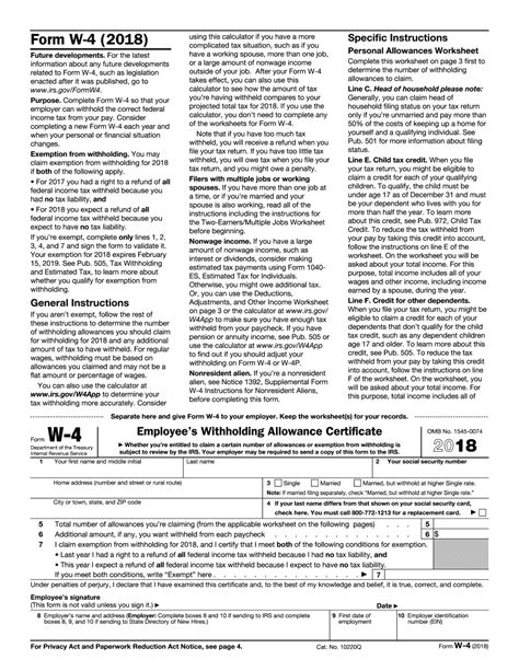 2023 Printable Irs Forms W 4 - New Blank Tax PDF