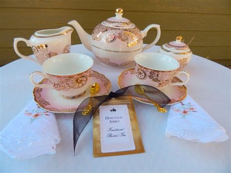 Downton Abbey Tea Party. 12 Piece Elegant Pink Gold Lace - Etsy