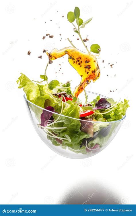 Flying Salad, Falling Salat Ingredients on Black Background Stock ...