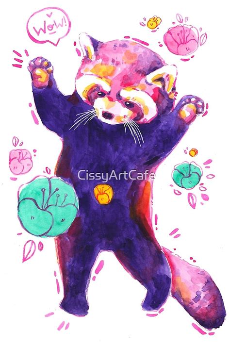 "Red Panda - Hands Up!" by CissyArtCafe | Redbubble