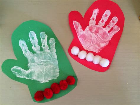 Simple Mitten Craft for Kids. Holiday Handprint & Footprint Crafts ...