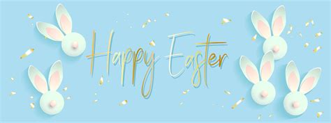 Easter banner background template with beautiful colorful spring rabbi ...