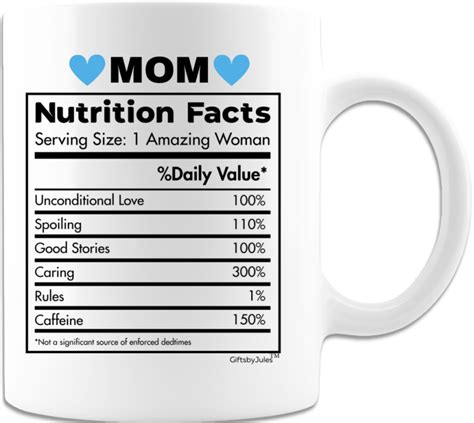 Mom Nutrition Facts -An Amazing Woman Mug - Coffee Mug - White - Gifts ...