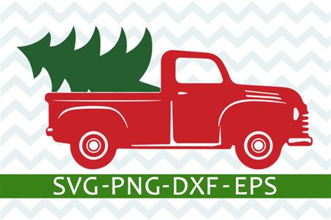 Christmas truck svg, red truck svg, tree, instant download, vector free ...