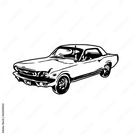 black and white sketch of a classic car with transparent background ...