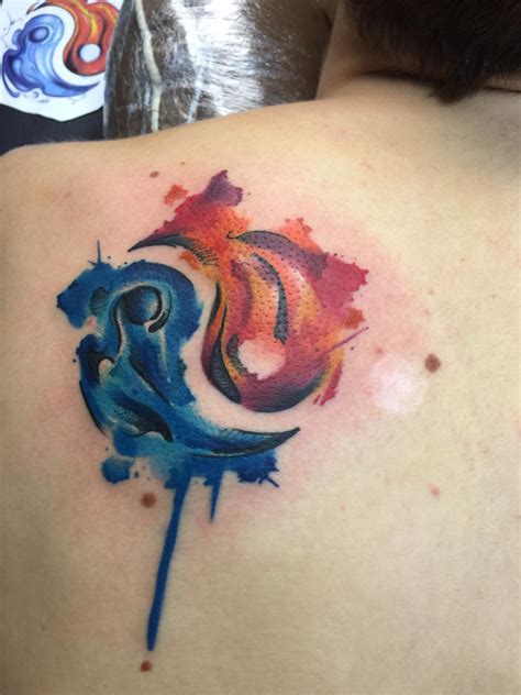 Fire & water Yin and Yang in watercolour style. Made by Live2tattoo ...