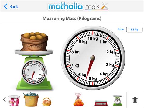 Matholia tools - Measuring Mass (Kilograms) | Balanced math, Play to learn, Measuring mass