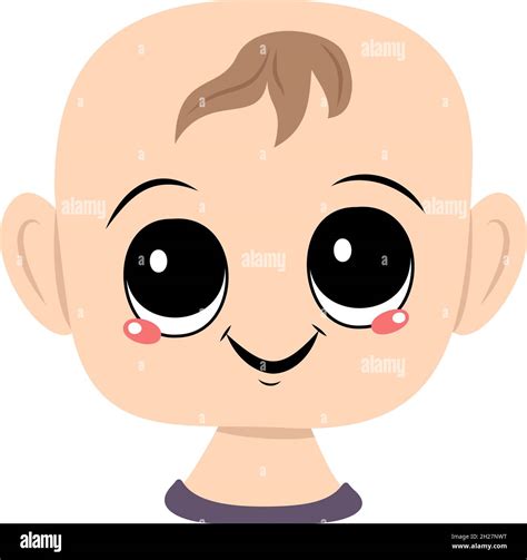 Baby with big eyes and wide happy smile. Head of toddler with joyful face Stock Vector Image ...