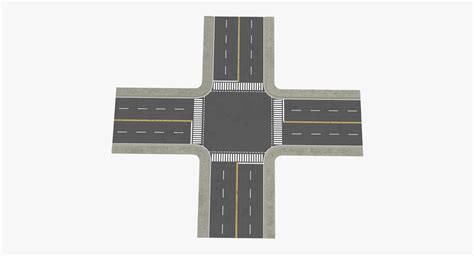 4 lane street intersection 3d obj