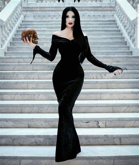 Morticia Addams Inspired Long Sleeve Off-the-shoulder Floor Length ...