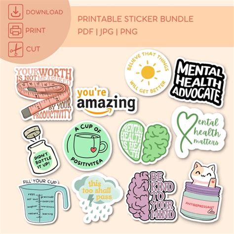 Printable Mental Health Stickers Psychology Stickers - Etsy