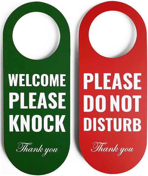Do Not Disturb Door Hanger Sign 2 Pack (Green/Red Double Sided) Please Do Not Disturb on Front ...