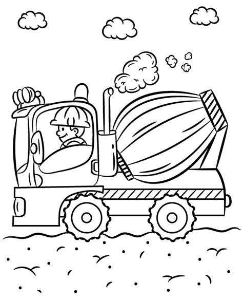 Cement Mixer Truck Cartoon Coloring Page For Kids Vec - vrogue.co