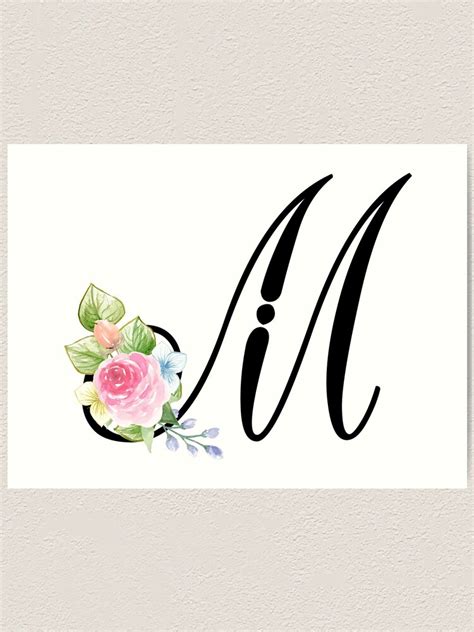 "Floral Monogram Fancy Script Letter M" Art Print for Sale by Grafixmom | Redbubble