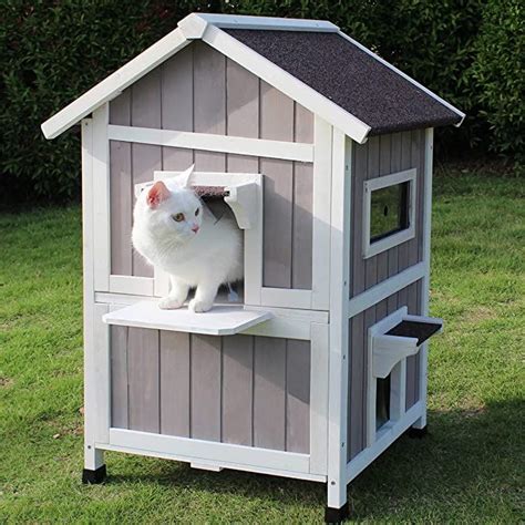 Rockever Outdoor Cat House, Large Outdoor Houses for Feral Cats Wooden ...