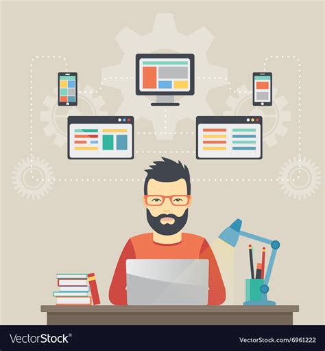 Man software engineer concept with design Vector Image