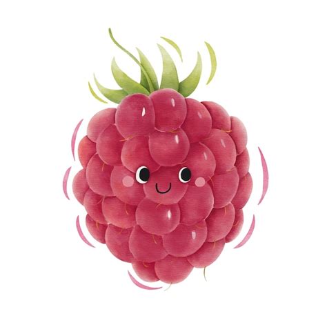 Premium Vector | Watercolor cute raspberry cartoon character