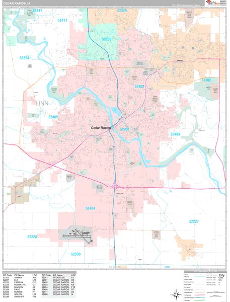 Cedar Rapids Wall Map - Premium - MarketMAPS