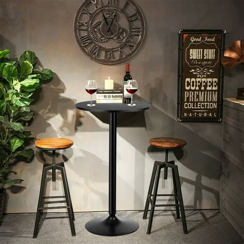 Gymax 24" Round Pub Table Bistro Bar Height Cocktail Table W/Metal Base ...