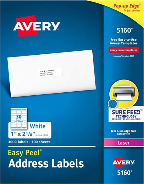 Avery 5160 White Self-Adhesive Address Labels (White, Self-Adhesive ...