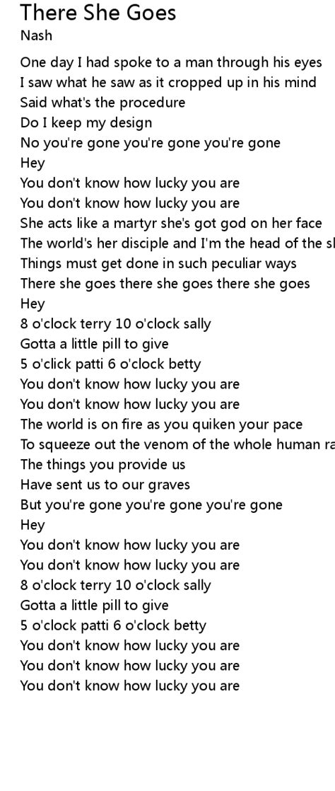 There She Goes Lyrics - Follow Lyrics