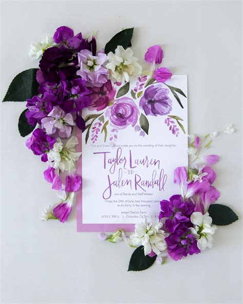 Flower Invitations Templates Free Purple Bouquet Wedd - vrogue.co