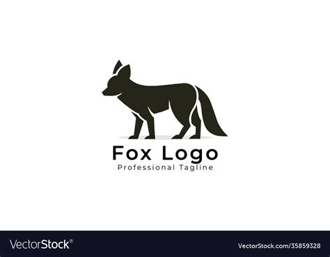 Walking fox logo design black and white sid Vector Image