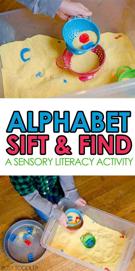 Alphabet Sift and Find - check out this seriously fun and easy toddler activity! It's a ...