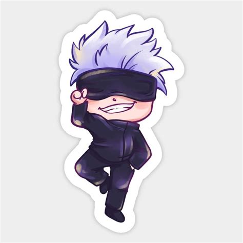 a sticker with an image of a person wearing a mask and purple hair, jumping