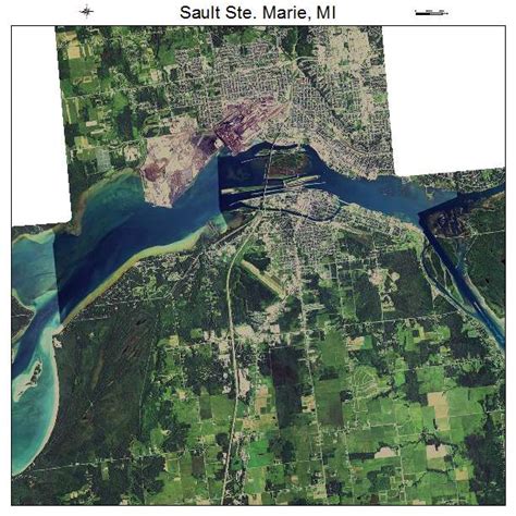 Aerial Photography Map of Sault Ste Marie, MI Michigan