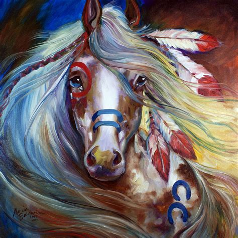 Fearless Indian War Horse Painting by Marcia Baldwin