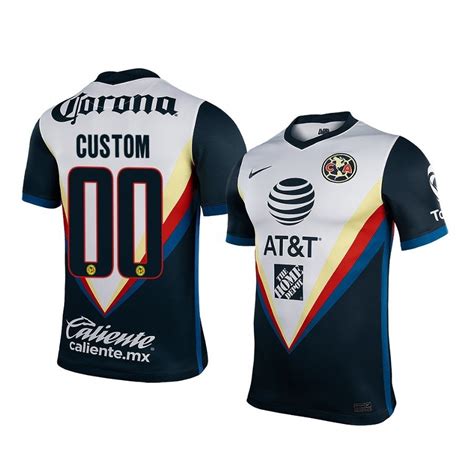 Club America 2020 2021 Custom Men's White Navy Away Jersey