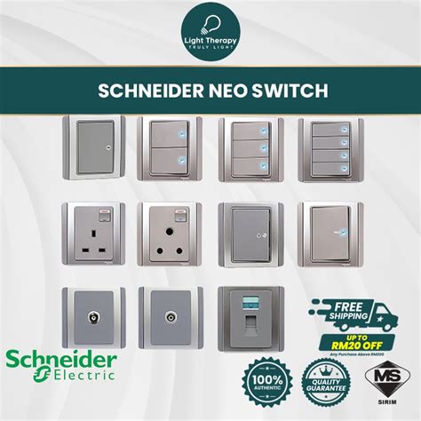 [𝐒𝐈𝐑𝐈𝐌] Schneider NEO Horizontal Switches Grey Silver with Blue LED ...