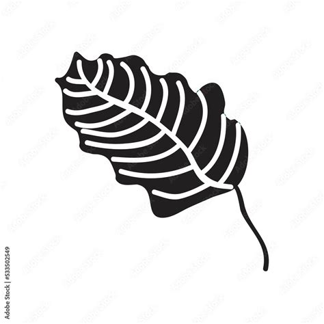 leaf vector black and white silhouette Sketch Drawing Stock Vector ...