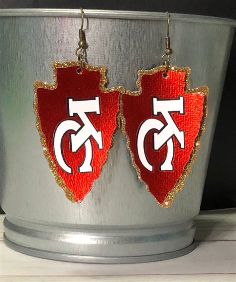 Chiefs earrings Kansas City Chiefs Earrings KC Chiefs faux | Etsy