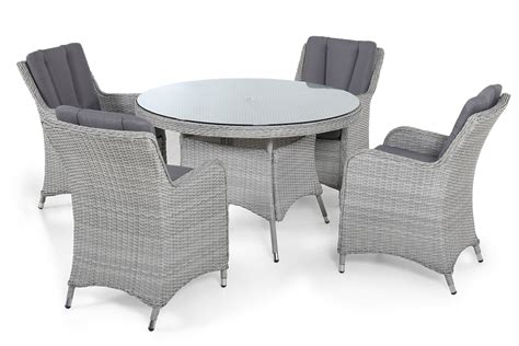 Ascot 4 Seat Round With Dining Table & Weatherproof Cushions - Maze