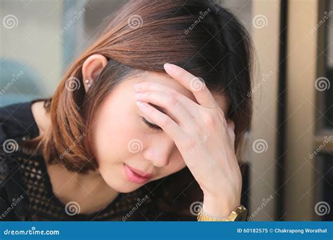 Women Having Headache, Migraine, Hangover, Insomnia. Stock Image ...