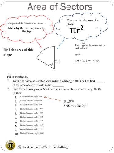 Area And Perimeter Of A Sector Worksheet