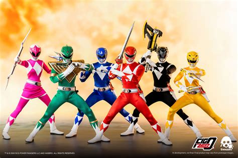 Mighty Morphin Power Rangers Core Rangers + Green Ranger Six Pack Collectible Set by Threezero ...