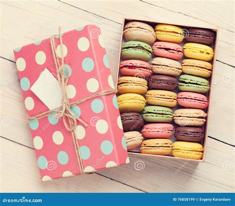 Colorful Macaroons in a Gift Box Stock Image - Image of celebrate, food ...