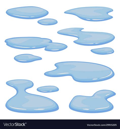 Water puddle cartoon set icon isolated Royalty Free Vector