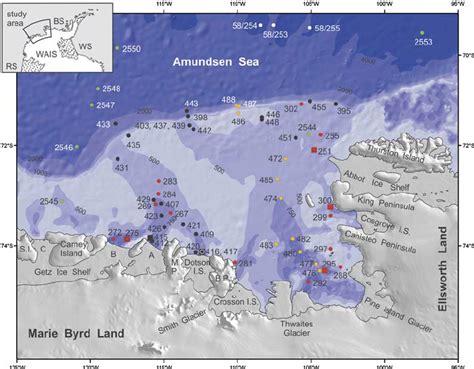 Map of the Amundsen Sea embayment with sample locations. Samples were... | Download Scientific ...