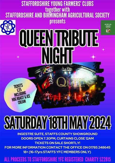 Queen Tribute Night with Staffs YFC & SBAS, Staffordshire County Showground, 18 May to 19 May ...