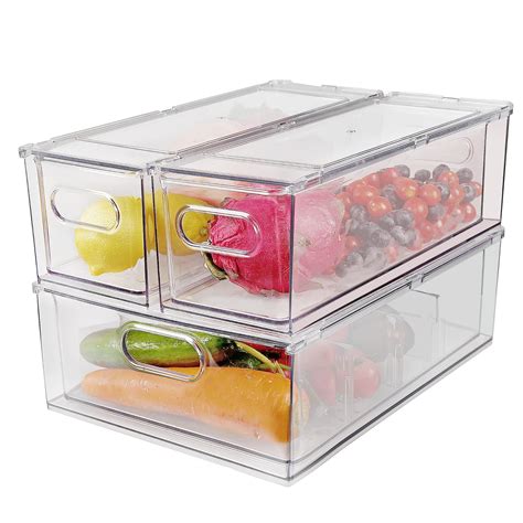 Buy Shopwithgreen 3 Pack Stackable Refrigerator Organizer Bins with ...