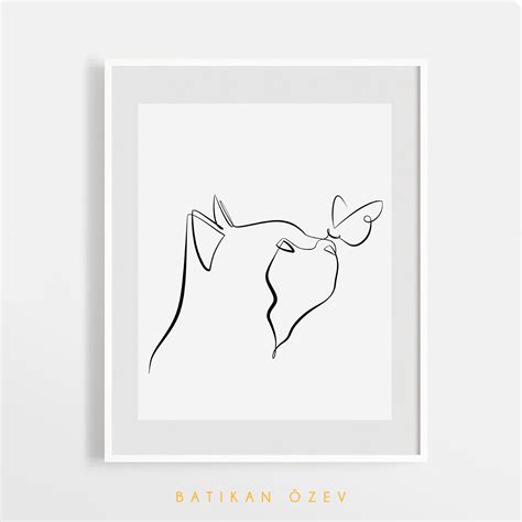 Cat Line Art One Line Drawing Cat Drawing Minimal Cat | Etsy