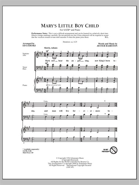 Mary's Little Boy Child | Sheet Music Direct