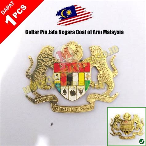 Pin Lambang Jata Malaysia Logam Kuningan - Collar Pin Jata Negara Coat ...