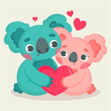 Free Vector | Cute valentine's day animal couple