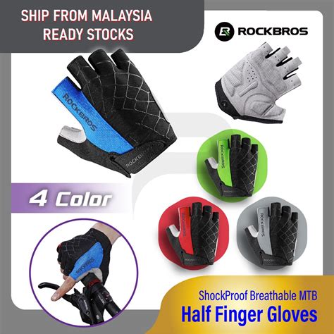 ROCKBROS Half Finger Gloves Shockproof Breathable MTB cyling gym hiking ...